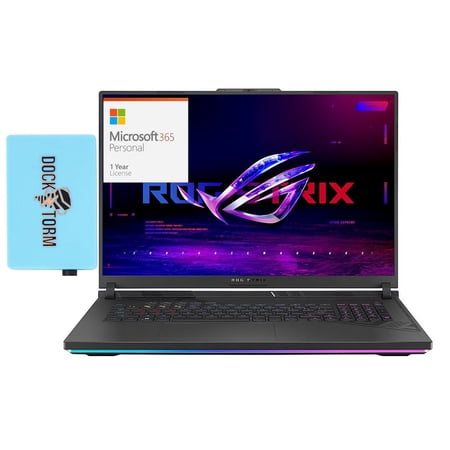 ASUS ROG Strix G18 Gaming Laptop (Intel i9-13980HX 24-Core, 18in 240 Hz Wide QXGA (2560x1600), GeForce RTX 4070, 16GB DDR5 5600MHz RAM, Win 11 Pro) with Microsoft 365 Personal , Dockztorm Hub