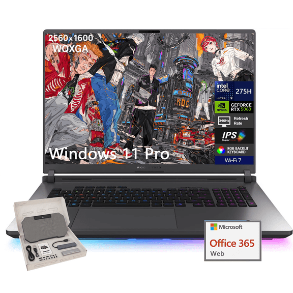 ASUS ROG Strix G18 Gaming Laptop for Pro Gamers - 18" 2.5K 240Hz, Intel Ultra 9 275HX, RTX 5060, 32GB DDR5, 1TB SSD, Wi-Fi 7, Win 11 Pro, Accessories