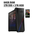 thumbnail image 1 of ASUS ROG Strix GA15 Gaming Desktop Computer AMD Octa-Core Ryzen 7 5800X 64GB RAM 1TB SSD + 1TB HDD NVIDIA GeForce RTX 3070 8GB Graphics DisplayPort HDMI USB-C DVI WiFi Win10 Black, 1 of 5