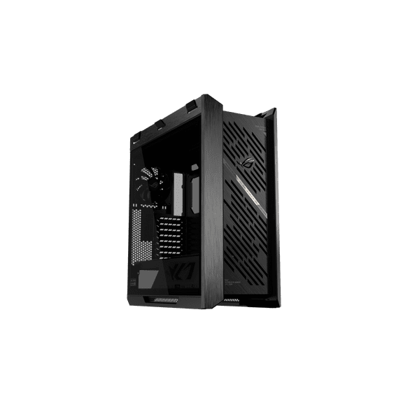 The ASUS ROG Strix Helios II is an EATX mid-tower gaming PC case featuring dual tempered glass panels and an aluminum diamond-grille design, four pre-installed fans for advanced cooling, and support