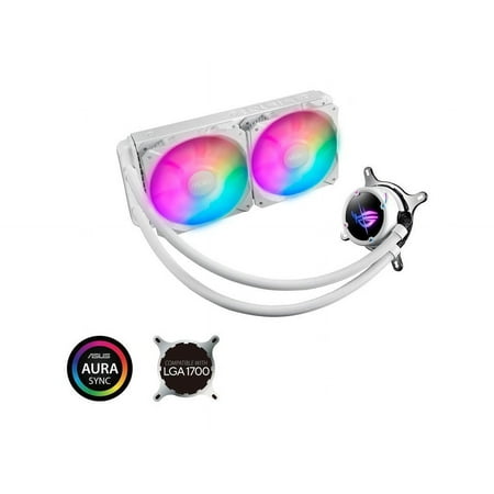 ASUS ROG Strix LC II 240 ARGB White Edition All-in-one AIO Liquid CPU Cooler 240mm Radiator, Intel LGA1700, 115x/2066 and AMD AM4/TR4 Support, 2x 120mm 4-pin PWM Addressable RGB Radiator Fans