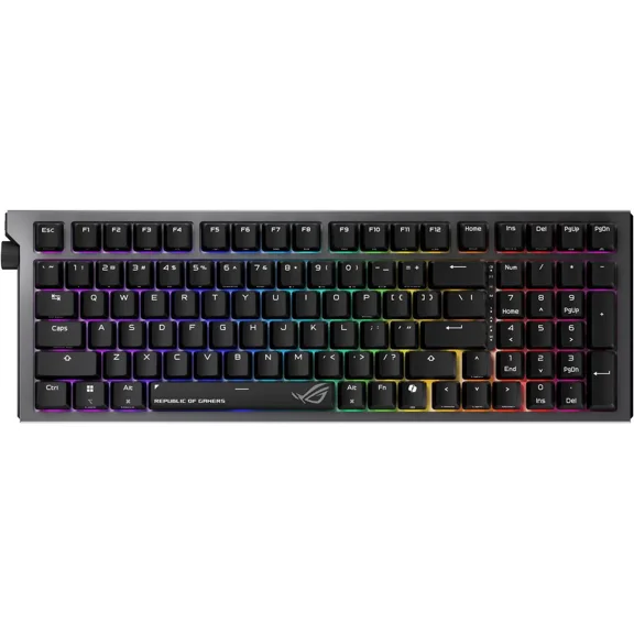 ASUS ROG Strix Morph 96 Wireless Mechanical Gaming Keyboard - 96% Full-Size, Tri-Mode, Hot Swappable NX Snow V2 Linear Switch, South Facing PCB, ABS Keycap, PC/Mac Support, Web-based Config - Black