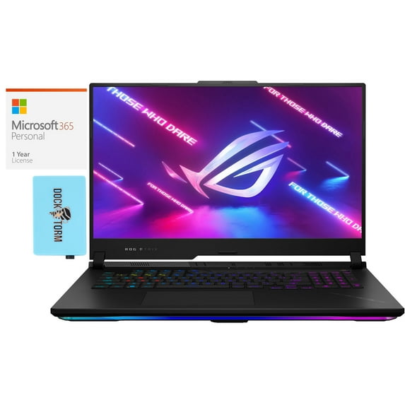 ASUS ROG Strix SCAR-17 G733 Gaming/Entertainment Laptop (AMD Ryzen 9 7945HX 16-Core, 17.3in 240Hz 2K Quad HD (2560x1440), Win 10 Pro) with Microsoft 365 Personal , Dockztorm Hub