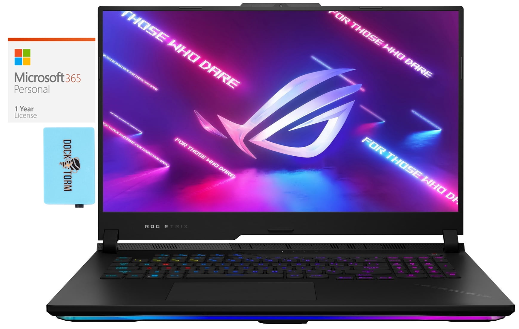 ASUS ROG Strix SCAR 17 X3D Gaming/Entertainment Laptop (AMD Ryzen 9 7945HX3D, 17.3in 240 Hz Quad HD (2560x1440), Win 10 Pro) with Microsoft 365 Personal , Dockztorm Hub