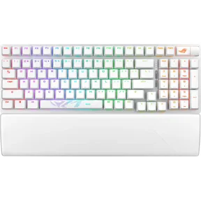 ASUS ROG Strix Scope II 96 Wireless Mechanical Gaming Keyboard 96% Full-Size, Tri-Mode Connectivity, Hot Swappable Pre-lubed ROG NX Storm Clicky Switches, PBT Keycaps, RGB, PC/Mac Support - White