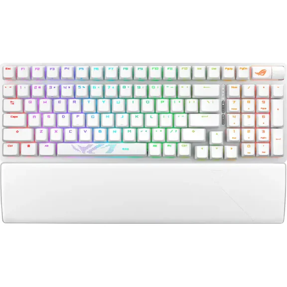 ASUS ROG Strix Scope II 96 Wireless Mechanical Gaming Keyboard 96% Full-Size, Tri-Mode Connectivity, Hot Swappable Pre-lubed ROG NX Storm Clicky Switches, PBT Keycaps, RGB, PC/Mac Support - White