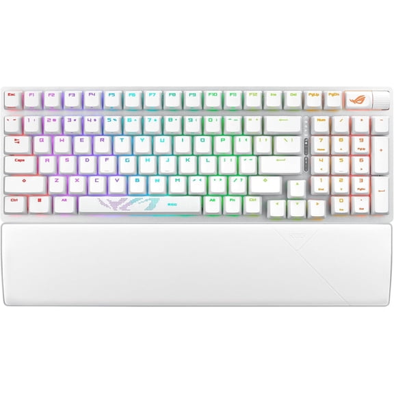 ASUS ROG Strix Scope II 96 Wireless Mechanical Gaming Keyboard 96% Full-Size, Tri-Mode Connectivity, Hot Swappable Pre-lubed ROG NX Storm Clicky Switches, PBT Keycaps, RGB, PC/Mac Support - White
