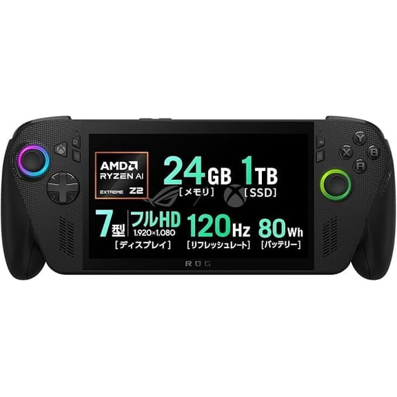 ASUS ROG Xbox Ally X Gaming Handheld, 7” FHD 120Hz, AMD Ryzen AI Z2 Extreme, 24 GB LPDDR5, 1TB SSD, Win 11, Portable Weight, Black (Japan Version)