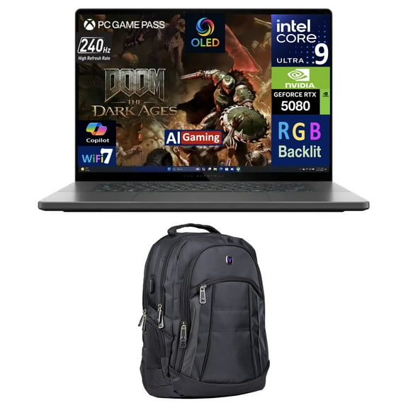 ASUS ROG Zephyrus AI Gaming Laptop 16.0in 240Hz OLED WQXGA Display (Intel Ultra 9-285H, NVIDIA GeForce RTX 5080 16GB, 32GB LPDDR5X, 2TB PCIe SSD, RGB KB, Thunderbolt 4, Win 11 Pro) w/Premium Backpack