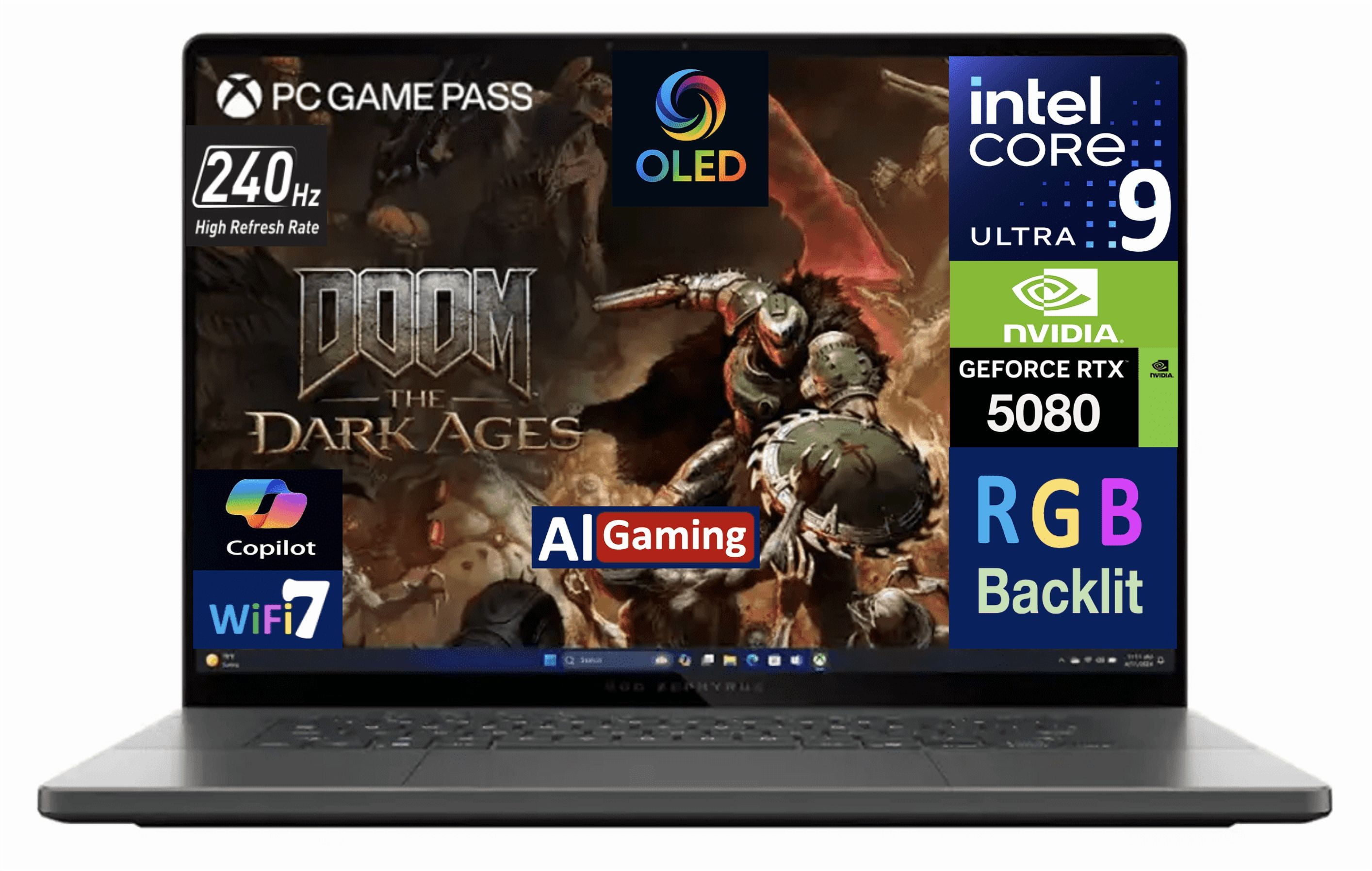 ASUS ROG Zephyrus AI Gaming Laptop 16.0in 240Hz OLED WQXGA Display (Intel Ultra 9-285H, NVIDIA GeForce RTX 5080 16GB, 32GB LPDDR5X, 2TB PCIe SSD, RGB KB, Thunderbolt 4, WiFi 7, Webcam, Win 11 Pro)