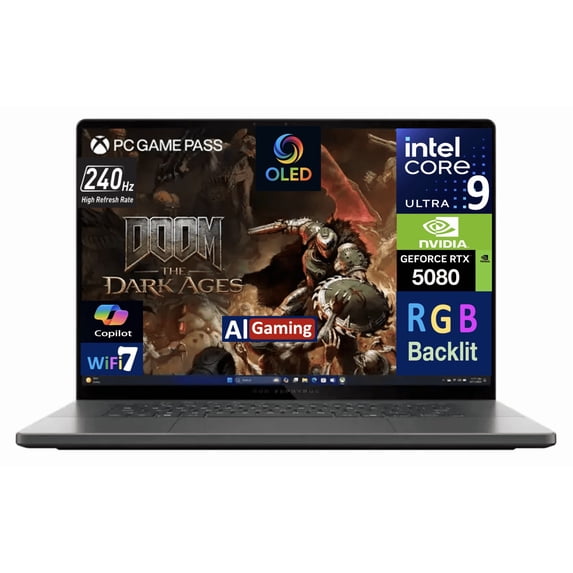 ASUS ROG Zephyrus AI Gaming Laptop 16.0in 240Hz OLED WQXGA Display (Intel Ultra 9-285H, NVIDIA GeForce RTX 5080 16GB, 32GB LPDDR5X, 2TB SSD, RGB KB, Thunderbolt 4, WiFi 7, Webcam, Win 11 Home)
