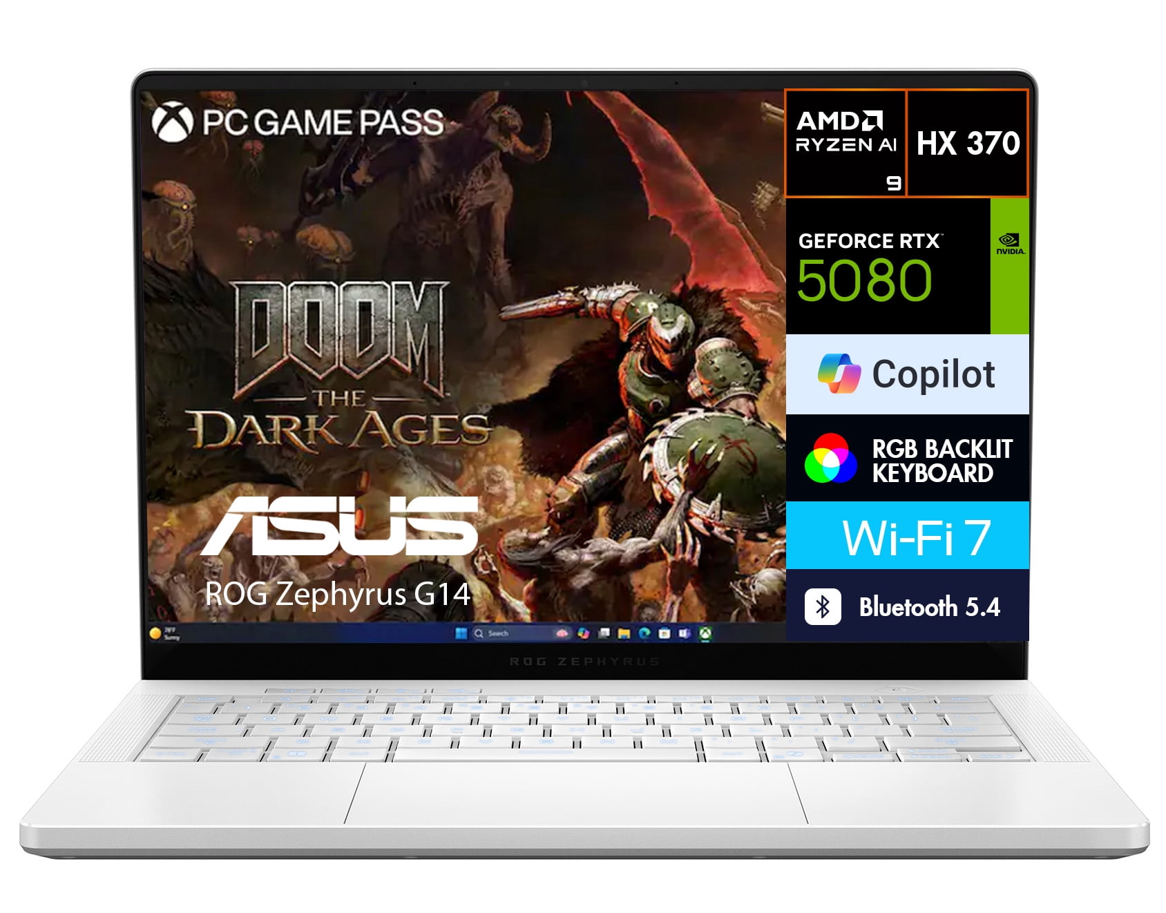 ASUS ROG Zephyrus G14 AI Gaming Laptop 14.0in 120Hz OLED 2.8K Display (AMD Ryzen AI 9 HX 370, NVIDIA GeForce RTX 5080 16GB, 32GB LPDDR5X, 2TB PCIe SSD, RGB KB, WiFi 7, Webcam, Win 11 Pro)