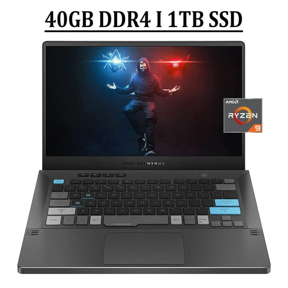ASUS ROG Zephyrus G14 Alan Walker Special Edition Gaming Laptop 14" WQHD IPS 120Hz Display AMD Octa-Core Ryzen 9 5900HS Processor 40GB DDR4 1TB SSD GeForce RTX 3050 Ti 4GB Backlit Keyboard HDMI Win10