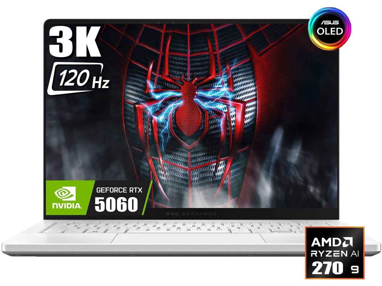 ASUS ROG Zephyrus G14 Gaming Laptop, 14" 2880 x 1800 3K 120Hz ROG Nebula Display, AMD Ryzen 9 270, NVIDIA GeForce RTX 5060 8GB GDDR7, RGB Backlit KB, Win11 Home(16GB DDR5 / 2TB SSD)