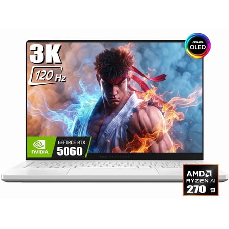 ASUS ROG Zephyrus G14 Gaming Laptop, 14" 2880 x 1800 3K 120Hz ROG Nebula Display, AMD Ryzen 9 270, NVIDIA GeForce RTX 5060 8GB GDDR7, RGB Backlit KB, Win11 Home(16GB DDR5 - 1TB SSD)