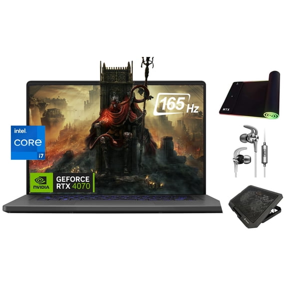 ASUS ROG Zephyrus G16 Gaming Laptop, 16" 165Hz FHD, 10-Core Intel i7 13620H, RTX 4070 8GB GDDR6 GPU, 16GB RAM, 512GB SSD, WiFi 6E, RGB KB, Ethernet, ThunderBolt, 3-in-1 Gaming Bundle, Win 11