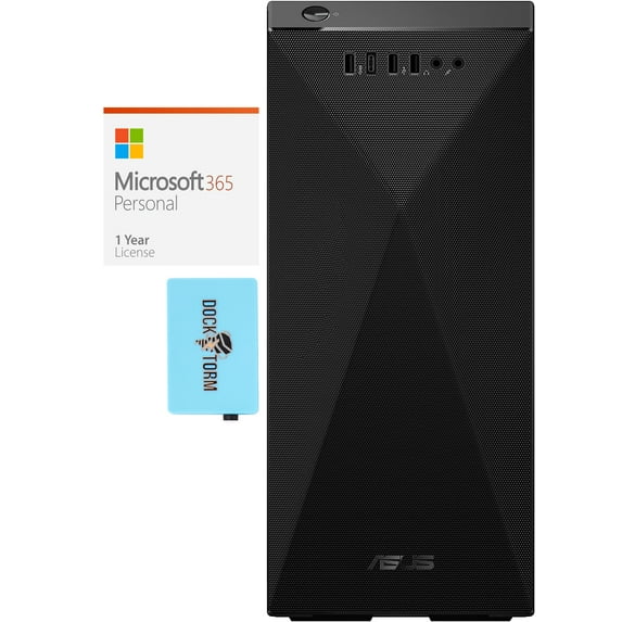 ASUS S500MC Home/Business Mini Desktop (Intel i5-11400 6-Core, Intel UHD 730, 32GB RAM, 1TB PCIe SSD + 1TB HDD (3.5), Win 11 Pro) with Microsoft 365 Personal , Dockztorm Hub