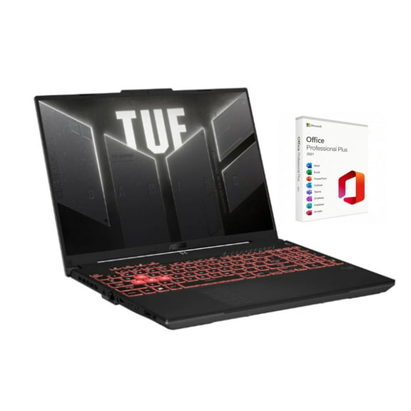ASUS TUF 16 WUXGA 144Hz Gaming Laptop | AMD Ryzen 7 7445HS 3.2GHz | NVIDIA GeForce RTX 4050 | Backlit | Webcam | 32GB RAM DDR5 | 2TB SSD | Windows 11 Pro | Bundle with Office 2021