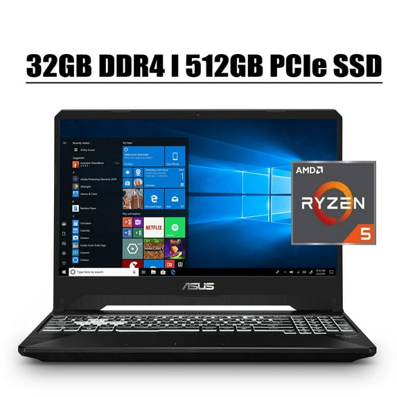 ASUS TUF 2020 Premium Gaming Laptop Computer I 15.6" Full HD Display I AMD Quad-Core Ryzen 5 3550H I 32GB DDR4 512GB PCIe SSD I 4GB GTX 1650 RGB Backlit Webcam WIFI Win 10