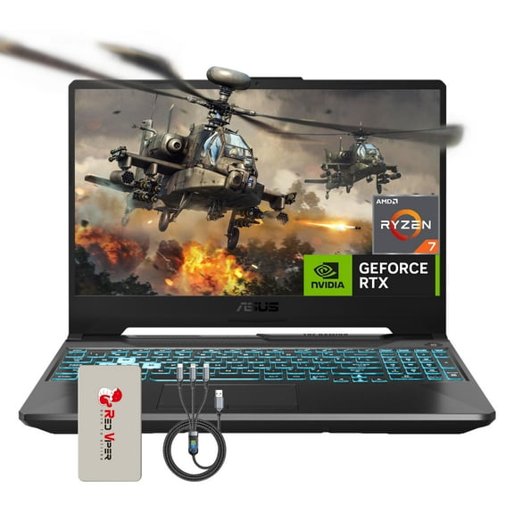 ASUS TUF A15 15.6" 144Hz FHD Gaming Laptop, AMD Ryzen 7 7435HS, NVIDIA GeForce RTX 3050, 16GB DDR5 RAM, 512GB PCIe SSD, RGB Backlit Keyboard, Wi-Fi 6, Black, Windows 11, 128GB Docking Station Set