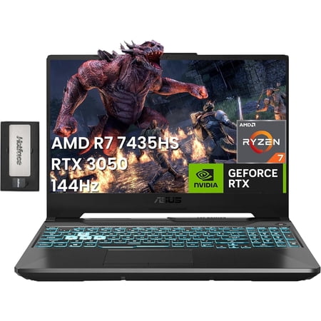 ASUS TUF A15 15.6" FHD 144Hz Gaming Laptop, AMD Ryzen 7 7435HS, NVIDIA GeForce RTX 3050, 16GB DDR5, 1TB SSD, Backlit Keyboard, Wi-Fi 6, Win 11 Pro, Black, 256GB Docking Station Set