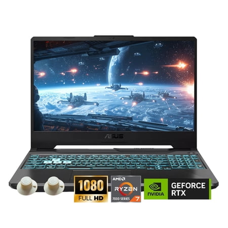 ASUS TUF A15 Gaming Laptop, AMD Ryzen 7 7435HS Processor, NVIDIA GeForce RTX 3050, 15.6 inch Full HD Display, 64GB DDR5 RAM, 2TB SSD, Backlit Keyboard, Windows 11 Home, Wi-Fi, Alpacatec Accessory