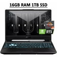 thumbnail image 1 of ASUS TUF A15 Gaming Laptop Computer 15.6" FHD 144Hz IPS Display AMD 6-Core Ryzen 5 5600H 16GB RAM 1TB SSD NVIDIA GeForce RTX 3050Ti 4GB RGB Backlit Keyboard USB-C HDMI WiFi6 Win10 Black, 1 of 9