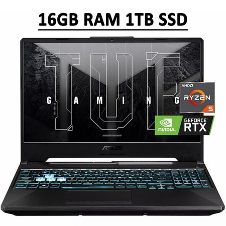 ASUS TUF A15 Gaming Laptop Computer 15.6" FHD 144Hz IPS Display AMD 6-Core Ryzen 5 5600H 16GB RAM 1TB SSD NVIDIA GeForce RTX 3050Ti 4GB RGB Backlit Keyboard USB-C HDMI WiFi6 Win10 Black