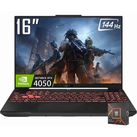 ASUS TUF A16 Gaming Laptop, 16" 1920 x 1200 FHD+ 144Hz IPS LCD Display, AMD Ryzen 7 7445HS, GeForce RTX 4050 6GB GDDR6, RGB Backlit KB, WiFi 6, Win11 Home(32GB DDR5 / 1TB SSD)