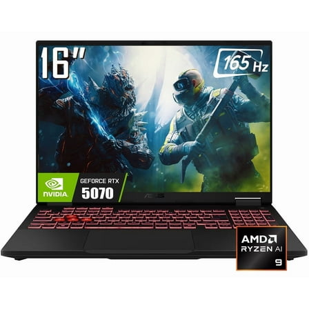 ASUS TUF A16 Gaming Laptop, 16" 1920 x 1200 FHD+ 165Hz IPS Display, AMD 8-Core Ryzen AI 9 270, NVIDIA GeForce RTX 5070 8GB GDDR7, RGB Backlit KB, Win11 Home(32GB DDR5 * 1TB SSD)