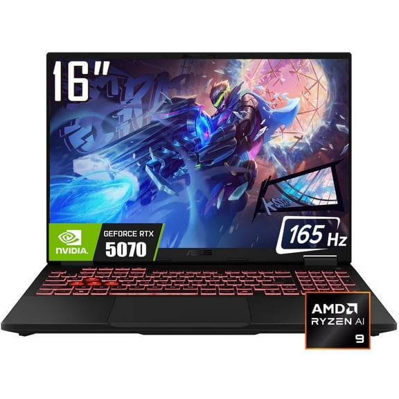 ASUS TUF A16 Gaming Laptop, 16" 1920 x 1200 FHD+ 165Hz IPS Display, AMD 8-Core Ryzen AI 9 270, NVIDIA GeForce RTX 5070 8GB GDDR7, RGB Backlit KB, Win11 Home(32GB DDR5 - 1TB SSD)