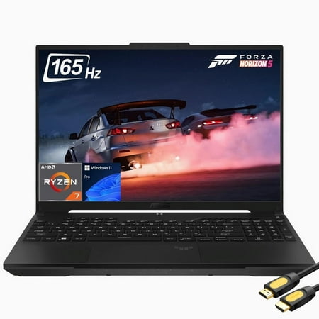 ASUS TUF A16 Gaming Laptop, 16" WUXGA 165Hz Display, AMD 8-Core Ryzen 7 7735HS, AMD Radeon RX 7600S (Beat GeForce RTX 3050 Ti), 64GB DDR5, 1TB NVMe 4.0, RGB KB, Wi-Fi 6, RJ-45, SPS HDMI, Win 11 Pro