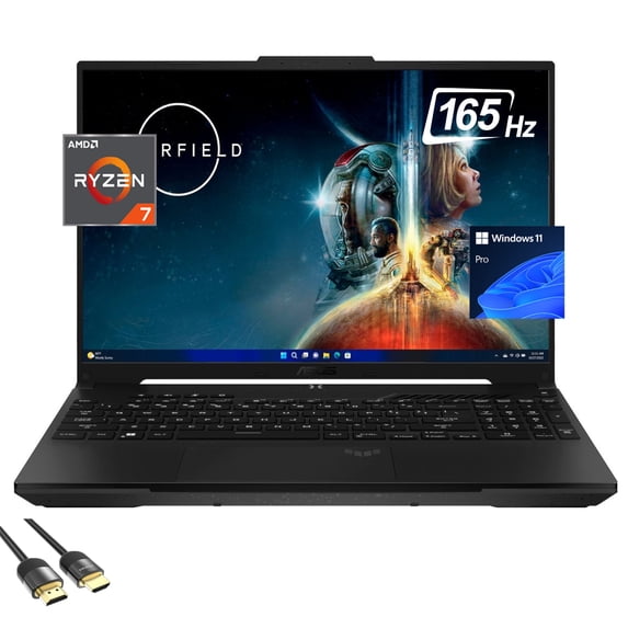 ASUS TUF A16 Gaming Laptop, 16" WUXGA 165Hz Display, AMD 8-Cores Ryzen 7 7735HS, AMD Radeon RX7700S, 64GB DDR5, 2TB PCIe 4.0, Backlit KB, WiFi 6, BT, USB-C, RJ45, HDMI, Mytrix HDMI Cable, Win 11 Pro