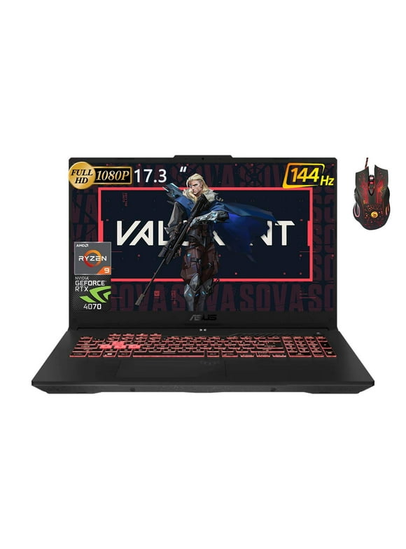 ASUS TUF A17 Gaming Laptop, 17.3" FHD Display, AMD Ryzen 9-7940HS, 64GB DDR5, 2TB SSD, NVIDIA GeForce RTX 4070, Backlit Keyboard, Windows 11 Home, Cefesfy Gaming Mouse