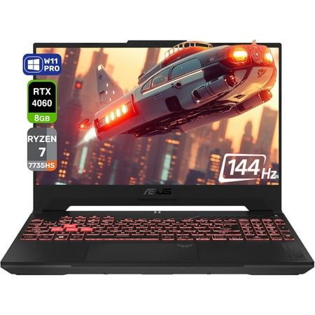 ASUS TUF A17 Gaming Laptop, AMD Ryzen 7 7735HS, 64 GB DDR5 RAM, 2 TB PCIe SSD, 17.3” FHD (1920x1080) 144Hz Display, Nvidia G-Force RTX 4060, Backlit Keyboard, W11 Pro, ?Mecha Gray
