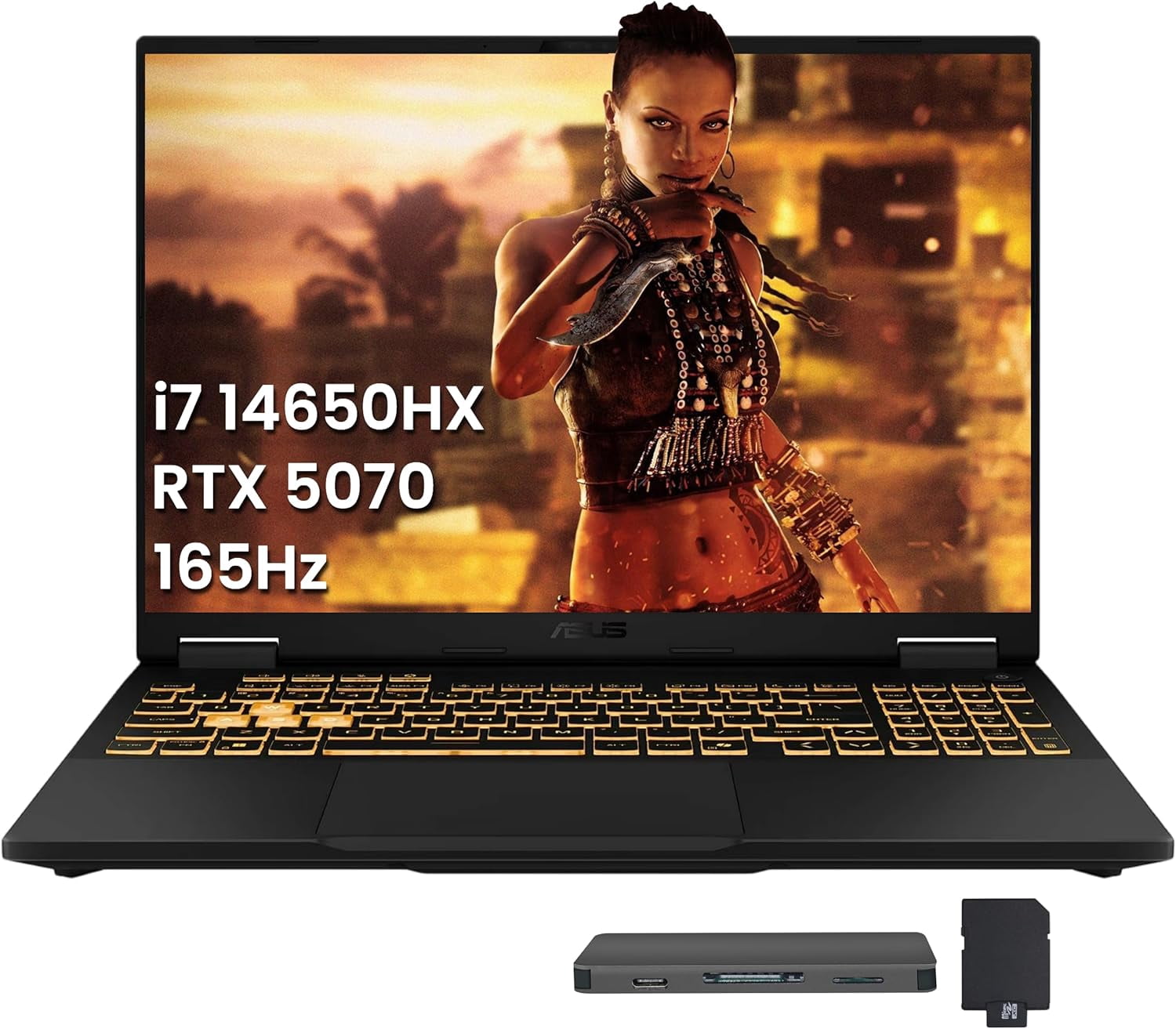 ASUS TUF F16 16" WUXGA 165Hz Gaming Laptop, Intel i7-14650HX, NVIDIA GeForce RTX 5070 8GB, 16GB DDR5, 1TB SSD, RGB Backlit Keyboard, 1080p IR Camera, Wi-Fi 6E, Win 11, Gray, 1TB Docking Station Set