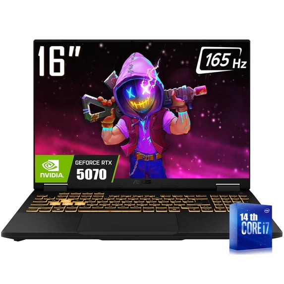 ASUS TUF F16 Gaming Laptop, 16" 1920 x 1200 FHD+ 165Hz LED Display, Intel Core i7 14650HX, NVIDIA GeForce RTX 5070 8GB GDDR7, RGB Backlit KB, Win11 Home(16GB DDR5 / 1TB SSD)