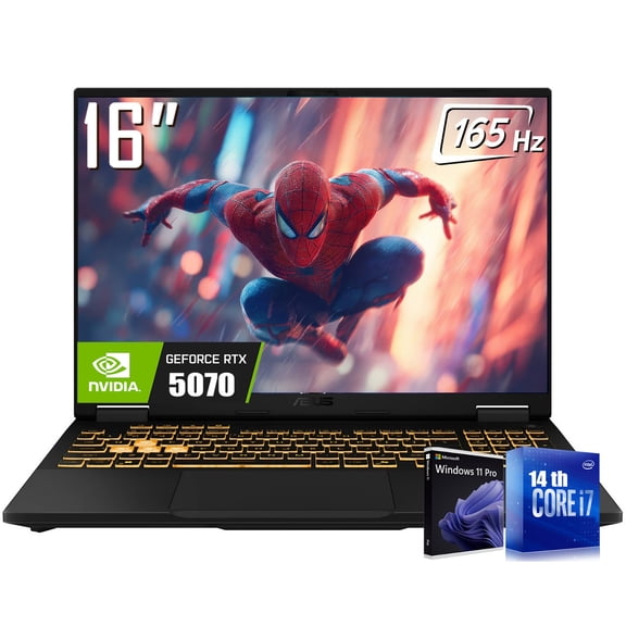 ASUS TUF F16 Gaming Laptop, 16" 1920 x 1200 FHD+ 165Hz LED Display, Intel Core i7 14650HX, NVIDIA GeForce RTX 5070 8GB GDDR7, RGB Backlit KB, Win11 Pro(64GB DDR5 & 4TB SSD)