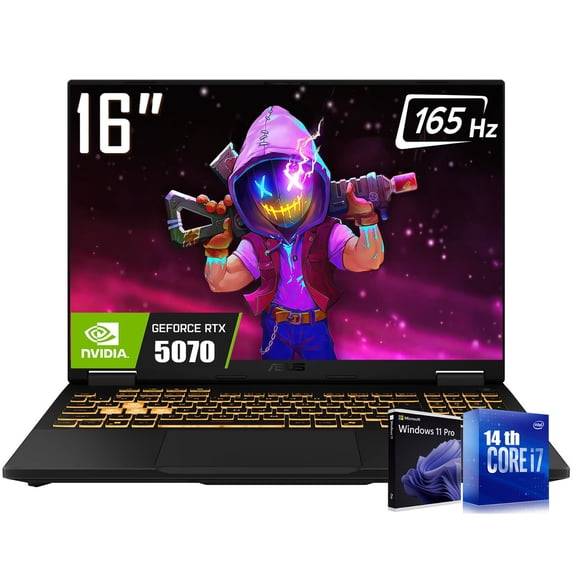 ASUS TUF F16 Gaming Laptop, 16" 1920 x 1200 FHD+ 165Hz LED Display, Intel Core i7 14650HX, NVIDIA GeForce RTX 5070 8GB GDDR7, RGB Backlit KB, Win11 Pro(64GB DDR5 / 4TB SSD)