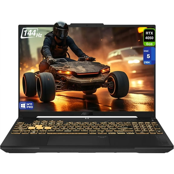 ASUS TUF F16 Gaming Laptop, Intel 5-210H, 32 GB DDR5 RAM, 1 TB PCIe SSD, 16'' FHD  (1920x1200, WUXGA) 144Hz IPS Display, Nvidia G-Force RTX 4050, 1-zone RGB Backlit Keyboard, W11 Pro, Mecha Gray
