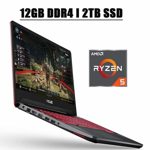 ASUS TUF FX505 2020 Flagship Gaming Laptop I 15.6" FHD 60Hz Display I AMD Quad-Core Ryzen 5 3550H Processor I 12GB DDR4 2TB SSD I 4GB RX560 Red Backlit Keyboard 720p Webcam WIFI HDMI Win 10