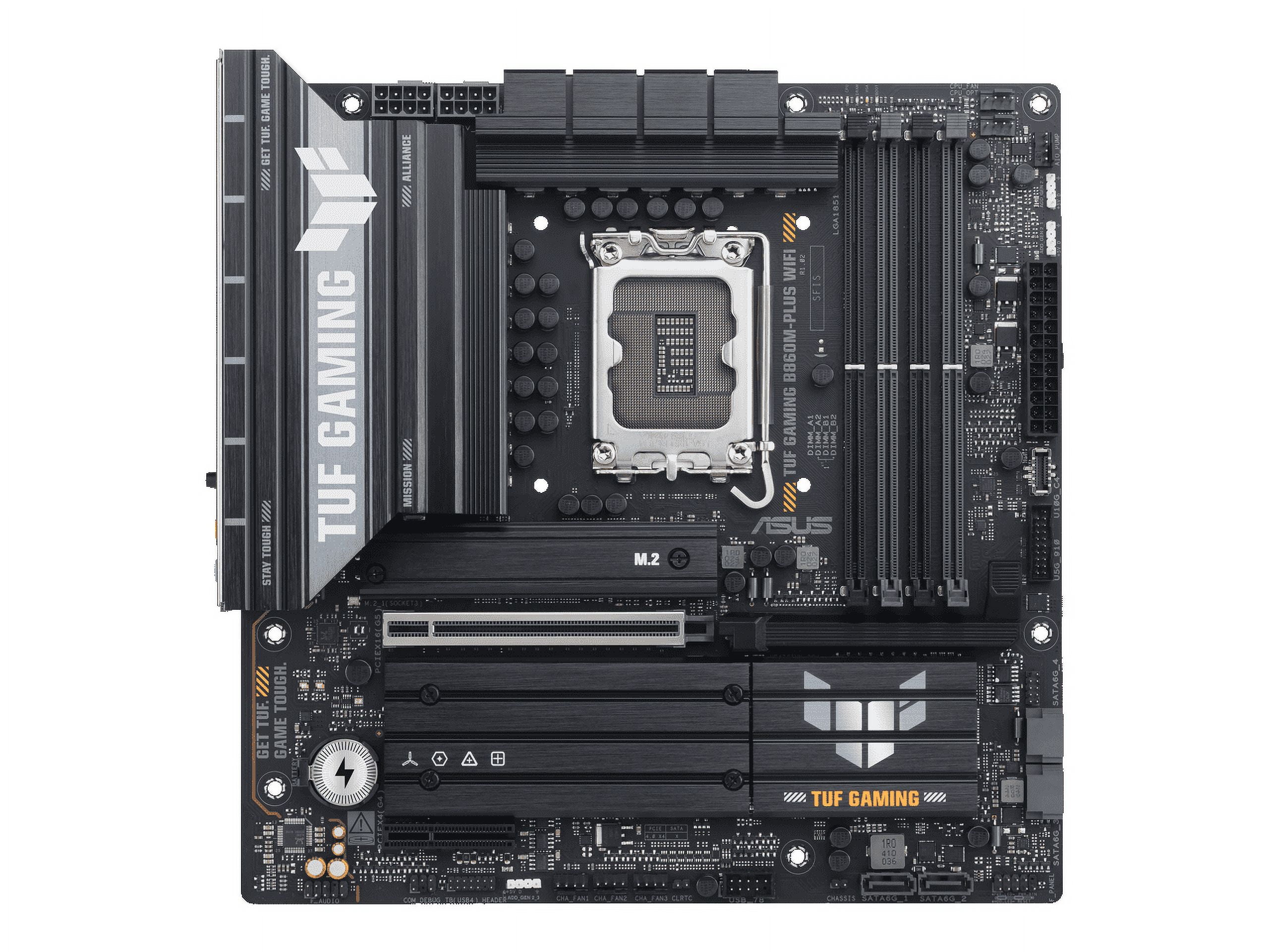 ASUS TUF GAMING B860M-PLUS WIFI B860 LGA 1851 mATX motherboard, Intel Core Ultra Series 2 Ready, AI PC, 12+1+2+1 80A stages, DDR5 ,PCIe 5.0, 3x M.2, Wi-Fi 7,  2.5G LAN, HDMI, USB 20Gbps Type-C