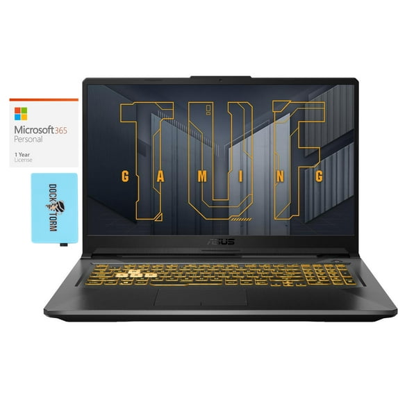 ASUS TUF Gaming 17 FX706HM-ES74 Gaming/Entertainment Laptop (Intel i7-11800H 8-Core, 17.3in 144Hz Full HD (1920x1080), GeForce RTX 3060, 32GB RAM, Win 11 Home) with Microsoft 365 Personal , Hub