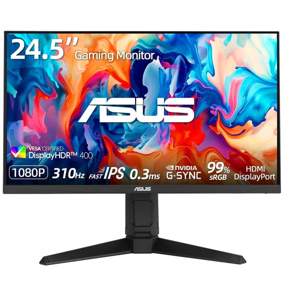 ASUS TUF Gaming 24.5-inch FHD Gaming Monitor, 310Hz, 0.3ms Min., Fast IPS, HDR400, G-SYNC Compatible, FreeSync Premium, Built-in Speakers