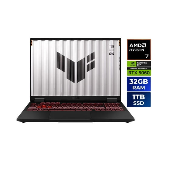 ASUS TUF Gaming A16 - 16" GeForce RTX 5060 Laptop GPU - AMD Ryzen 7 260 - 32GB Memory - 1 TB PCIe SSD - Windows 11 Home - Gaming Laptop - 165 Hz IPS (FA608UM-NS76 )