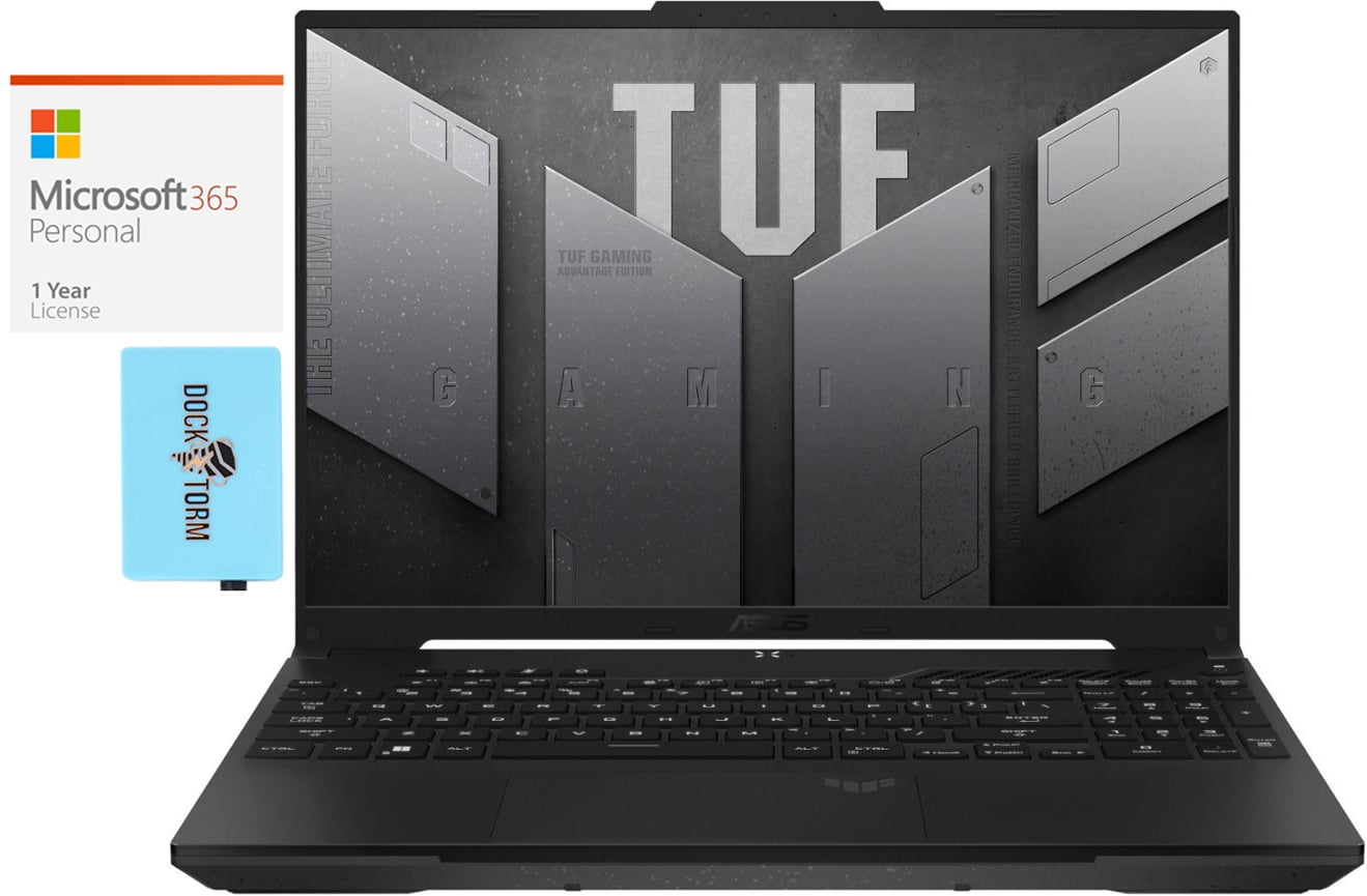 ASUS TUF Gaming A16 Gaming/Entertainment Laptop (AMD Ryzen 7 7735HS 8-Core, 16.0in 165 Hz Wide UXGA (1920x1200), Win 11 Home) with Microsoft 365 Personal , Dockztorm Hub