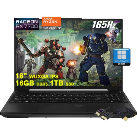 ASUS TUF Gaming A16 Laptop | 16" WUXGA 165Hz 100% sRGB | AMD 8-core Ryzen 7 7735HS | 16GB DDR5 1TB SSD | Radeon RX7700S 8GB (>RTX4060) | Backlit USB-C USB4 Win11Pro w/DLCA Accessory