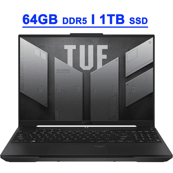 ASUS TUF Gaming A16 Premium Laptop 16" FHD+ 165Hz 7ms 100% sRGB AMD Octa-core Ryzen 7 7735HS 64GB DDR5 1TB SSD Radeon RX 7600S 8GB Graphic Backlit Keyboard SB-C USB4 Fast Charging Win11 Gray