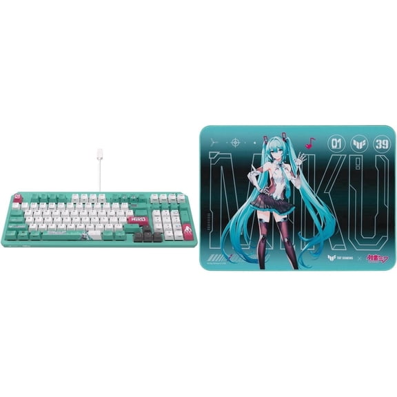 ASUS Hatsune Miku Edition Keyboard and Mouse pad Combo - K3 Gen II Hatsune Miku Edition Optical-Mechanical RGB Keyboard with IP57 Waterproof and Dust Resistance and Gaming Mouse Pad
