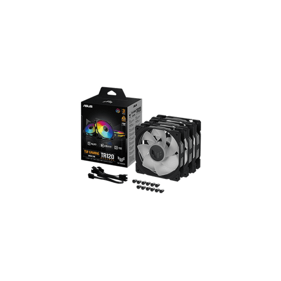 ASUS TUF Gaming TR120 ARGB Fan - Black - Triple Pack Higher Cooling Performance Extra-thick 28mm Fan Frame, Exclusive Double-Layered LED Matrix Design with 16 Addressable RGB LEDs, Aura Sync